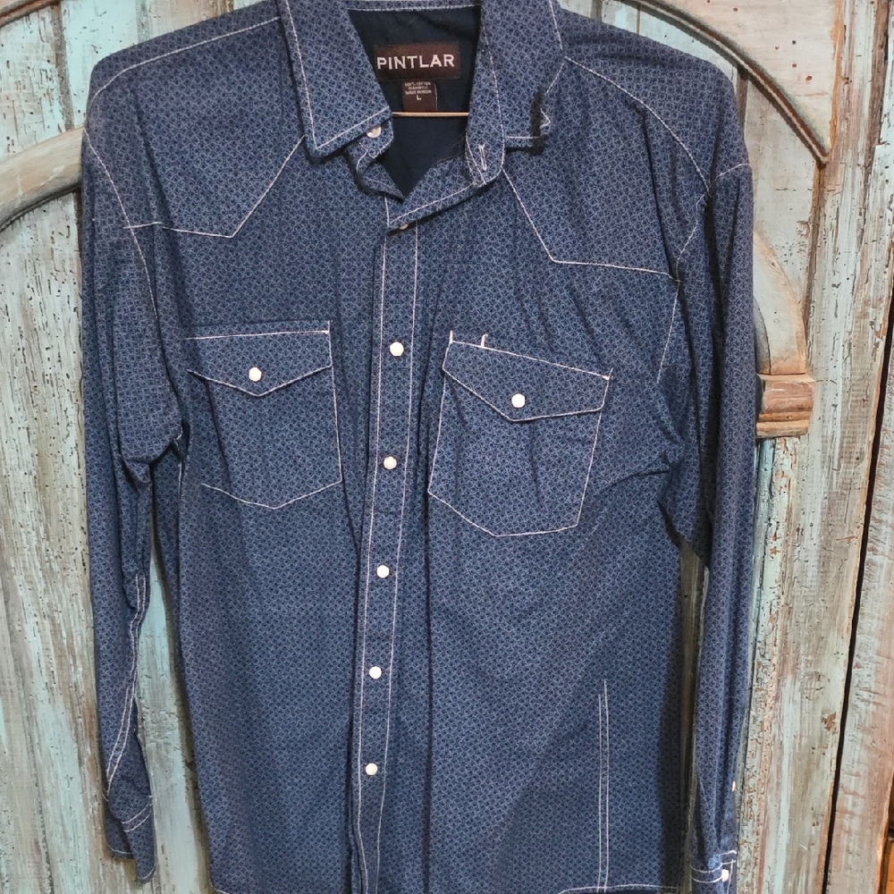 Men's Blue Western Shirt